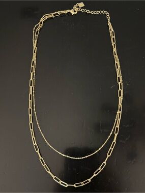 Banana Republic 2 Strand Gold tone Layered Paperclip Necklace